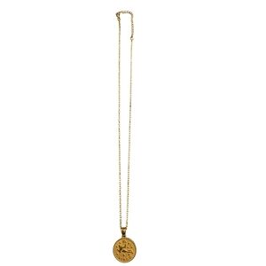 Vintage Virgo Zodiac 18k Gold Plated Medallion Necklace